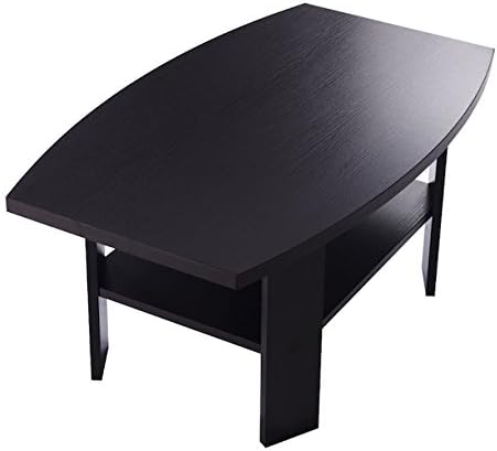 Wooden Coffee Table With Storage Shelves Rectangle Modern Contemporary Living Room Furniture Home Décor Perfect For Placing TV Remotes Books Magazines Photo Albums