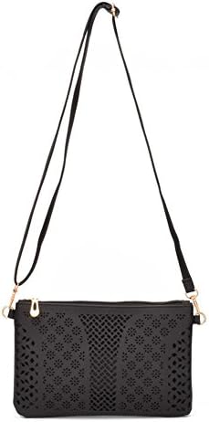 Hycurey Vintage Crossbody Bag Girls Hollow Out Small Shoulder Bags Sling PU Leather Handbag Purse Black