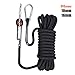 GINEE Outdoor Climbing Rope,Black Static Climbing Ropes 32Ft,49Ft,64Ft,96Ft.Rescue Safety Rope.