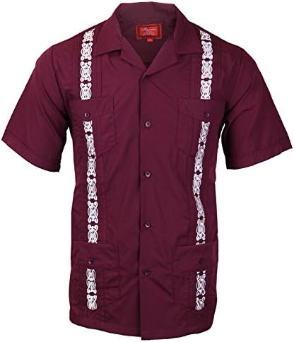 Guayabera Men's Cuban Beach Wedding Short Sleeve Button-up Casual Dress Shirt