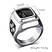 HIJONES Unisex Jewelry Stainless Steel Square Bezel Set Cubic Zirconia Ring, Black Stone Size 5