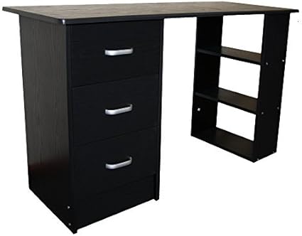 Redstone Computer Desk 3 Drawers 3 Shelves Black Amazon Co Uk