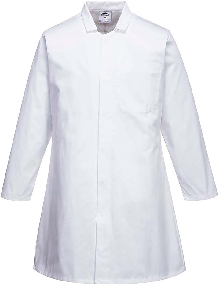 Portwest Men’s Food Coat, One Pocket, Size: XS, Colour: White, 2202WHRXS