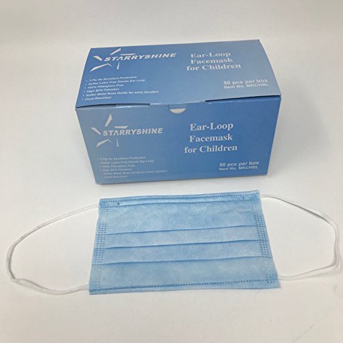 3-Ply Premium Children Blue Earloop Face Masks 100 PCS (2 BX, BLUE/PINK) , Medical Grade With Bacterial Filtration Efficiency (BFE) Rating Over 99% …