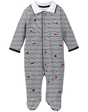 Dachshund Footie Navy Stripe - Preemie