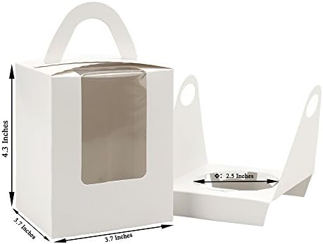 Cupcake Box Clear Display Window with Strong Handle and Secure Insert Bakery Box Holder Single Cupcake Carrier Individual Cake Container for Parties and Events (35, White)