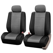 FH Group Universal Fit Front Car Seat Cover - Faux Leather (Gray/Black), Set of 2
