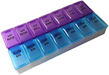 vkospy 14 Grids 7-day AM/PM Dual Row Portable Pill Planner Organizer Box with Snap Lid for Travel/Home