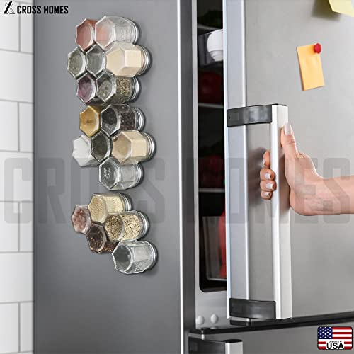 15 Set Spice Jars for Refrigerator Hexagon Glass Spice Jars