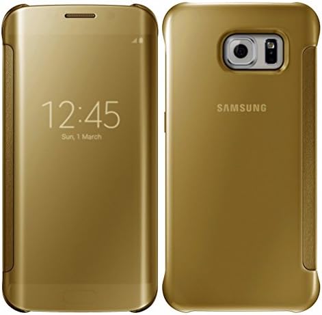 Galaxy Note 5 Case,Glossy Mirror Clear View Hard Flip Smart Cover For Samsung Galaxy Note 5 (Gold)