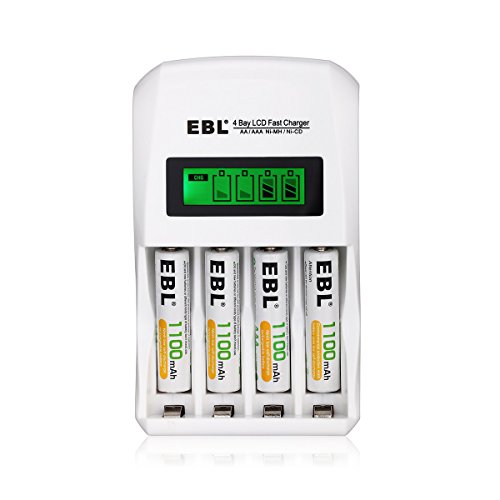 EBL LCD Individual NiMH NiCD AA AAA Rechargeable Battery Charger with EBL 1100mAh Super