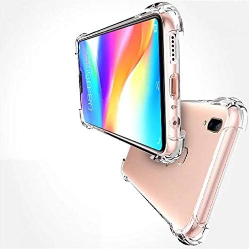 ROCKY PINKY Thick Silicone Material Bumper Case Glass Back Cover for VIVO V9 (Transparent)