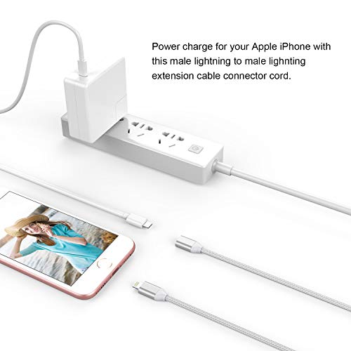 EMATETEK Extender Cable Male to Male Transfer Video Audio Music Picture Data and Power Charge. 1PCS 3.3Feet Male to Male Extension Connector Cord Made of White ABS. - Thumbnail 3