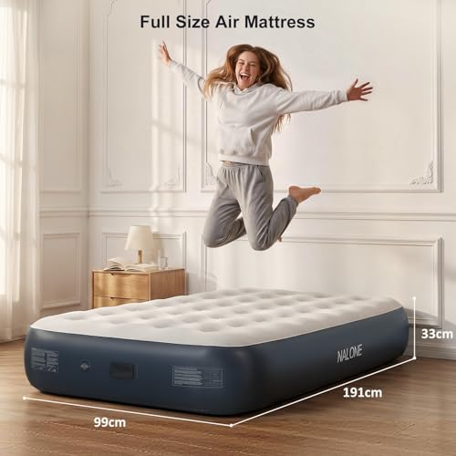 NALONE Colchón Hinchable Individual con Inflador 191x99x33cm, Colchón Inflable Matrimonio Autohinchable Cama Hinchable Eléctrico para Uso Doméstico Y Camping