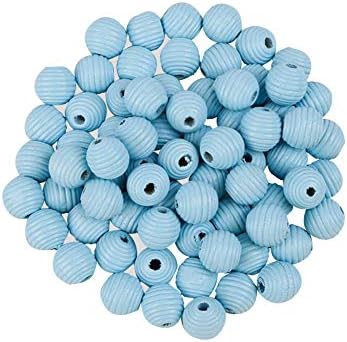POEwjCCk Pop Beads 50Pcs 14mm Wooden Loose Beads Thread Beehive Spacer Loose Beads DIY Jewelry Craft Accessory Sky Blue