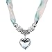 LERDU Gift Idea Green Flower Pattern Skinny Scarf Necklace for Women Long Heart Pendant jewelry Accessories Ladies