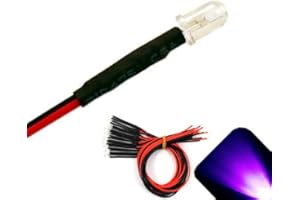 LIGHTHOUSE LEDS 5mm 6v Pre-Wired UV/Purple LED - Ultra Bright (5v, 6v) (Pack of 10)