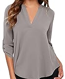 Farktop Women's Plus Size Casual Loose V Neck Chiffon T Shirt Blouse Tops