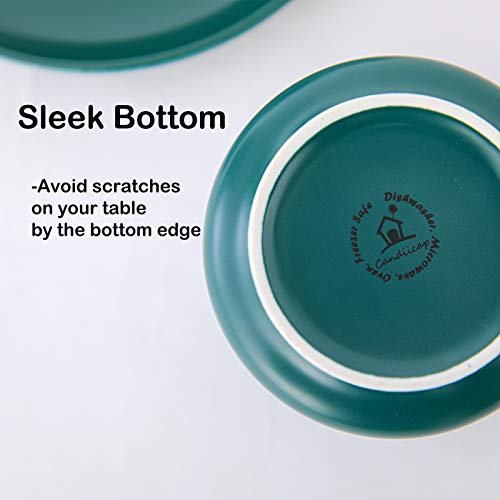 Porcelain Coffee Cups(7.5oz) with Saucers & Metal Stand, Candiicap Coffee Cups Set for Cappuccino, Latte, Expresso, Americano, Tea (7.5oz,Matte Green)