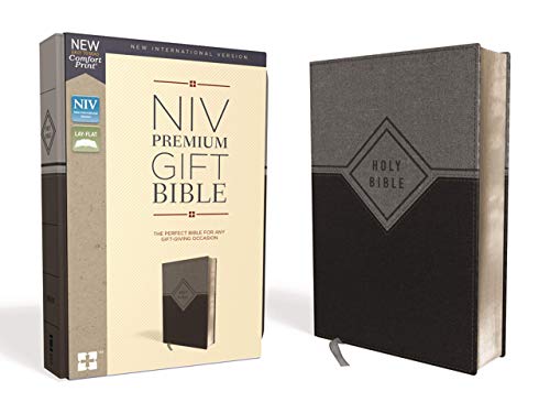 NIV, Premium Gift Bible, Leathersoft, Black/Gray, Red Letter Edition, Thumb Indexed, Comfort Print: The Perfect Bible for Any Gift-Giving Occasion