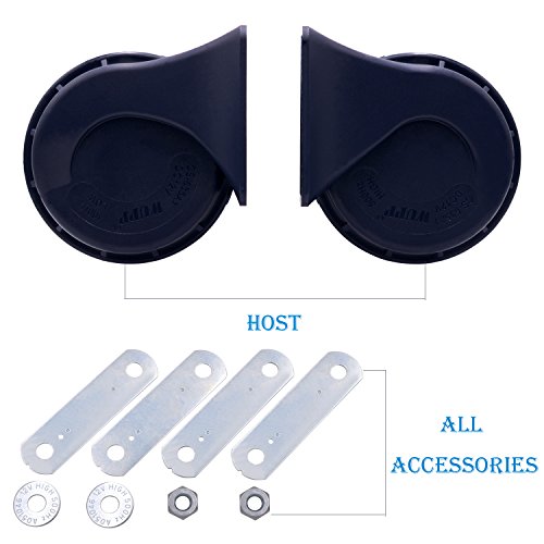 TURN RAISE Universal Motorcycle Scooter Electric Horns, 118dB Waterproof Round Loud Horn Speakers, Ideal for Motorcycles/ATV and 12 Volt Applications Vehicle, Motorcycle Series Black 12V Disc Horn