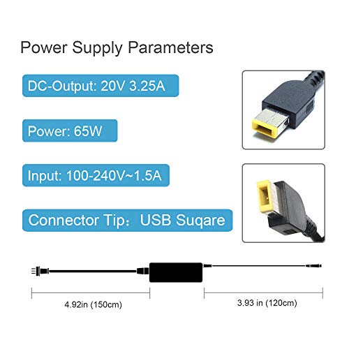 VUOHOEG 65W 3.25A Laptop Ac Adapter Charger Replacement for Lenovo IdeaPad Yoga 2 11 11s 13 2 Pro13 13-2191 2191-2XU 2191-33U; IdeaPad S210 U430 U530; Flex 2 14 15 15D G40 G50 0B47455 Power Cord - Thumbnail 3