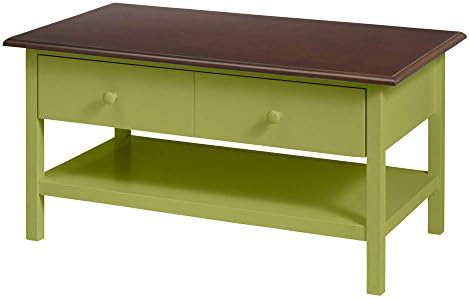 Classic Modern Baldwin Coffee Table, Pine Wood, 38"W x 18.9"D x 19"H (Green)