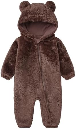 Babymine Infant Fuzzy Onesies Pram Suit Lightweight Warm Snowsuits