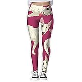 Bull Terrier Cartoon Women Printed Athletic Yoga Pants Exercise Athletic Pants Soft High Waisted Yoga Leggings