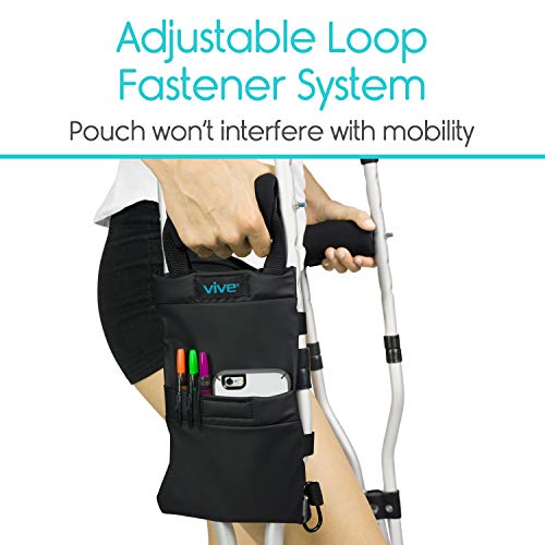 Vive Crutch Bag Pouch with Foam Hand Grip Pads Tote for Broken Leg