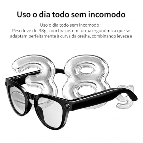 YARUIKE Óculos Inteligentes MT3 AI Tradução em Tempo Real, Câmera 8MP, Óculos com Câmera para Gravação, Anti-azul + Óculos de Sol, IP65, Bluetooth, Controle Tático, para Viagem e Trabalho (Preto)