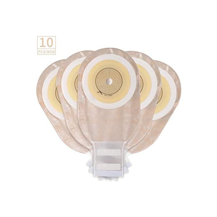 KONWEDA Ostomy Bags, One Piece Drainable Pouches for Colostomy Ileostomy Stoma Care, Cut-to-Fit (Pack of 10)