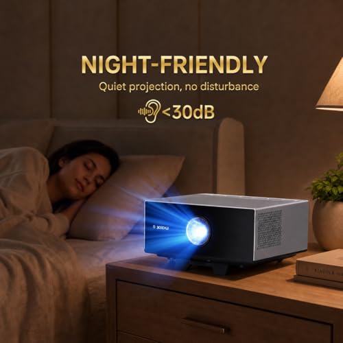 XIDU 1080P Home Theater Projector with Metal Housing, HDMI USB Connectivity, Silver, LCD Display