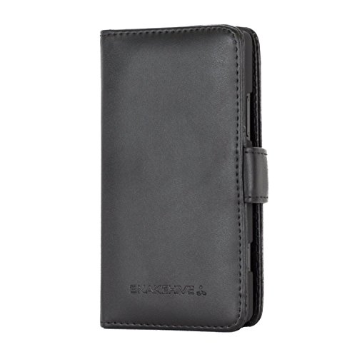 Snakehive Sony Xperia SP Premium Leather Wallet Flip Case Cover with Credit Card / Note Slots for Sony Xperia SP (Black)
