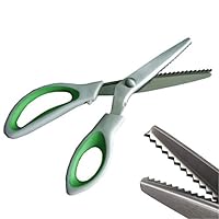 JISTL Green Pinking Shears Comfort Grips Professional Dressmaking Pinking Shears Crafts Zig Zag Cut Scissors Sewing Scissors,Professional Handheld Dressmaking