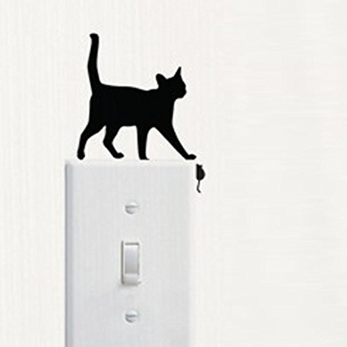 Woaills Switch Sticker, Vinyl Cartoon Cat and Mouse Wall Decorating Decal Room Window Decor (D)