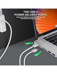 HyperDrive USB C Hub, el Mejor Adaptador Duo Tipo C 50Gbps MacBook Pro 2018 2017 2016 13 "15", 7in2: Entrega de alimentación USB C 100W, datos USBC 5Gbps, 4K HDMI, lector de tarjetas microSD   SD, 2xUSB 3.1 puertos SANHO, Gris espacial