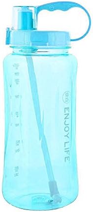 Newweic 2L Large Capacity Space Cup Portable Wide Mouth Plastic Water Bottle with Hanlde for Outdoor Sports Camping Hiking Cycling