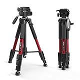ZOMEI Z666RED Camera Compact Travel Tripod with Pan Head and Quick Release Plate, Aluminum Lightweight Camera Tripod with Carry Case for Canon Sony Nikon DSLR Cameras, Red