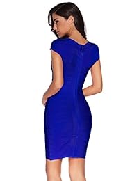 Meilun - Vestido estilo vendaje, con cuello cuadrado, al cuerpo, vestido de fiesta, para mujer