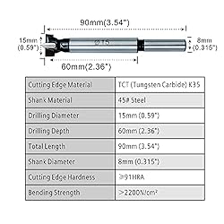 Forstner Drill Bits 15mm Tungsten Carbide Upgraded