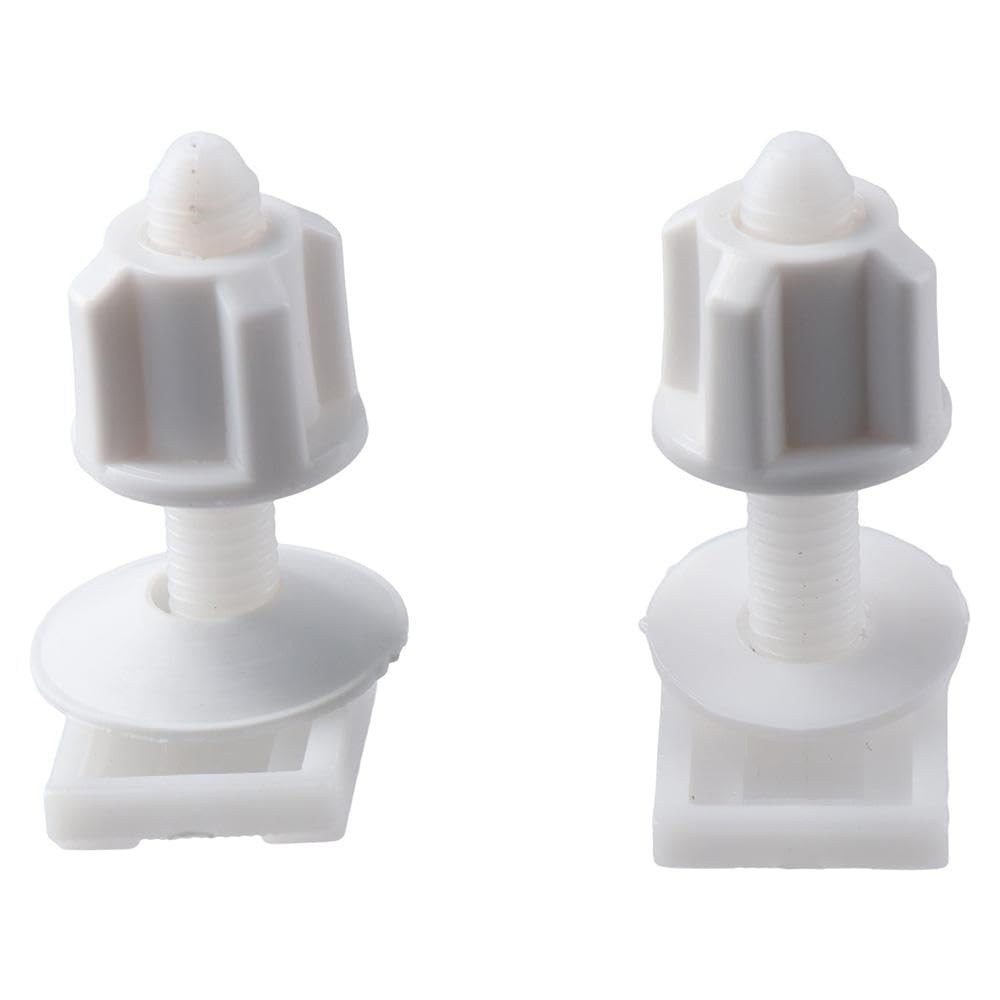 2 Pack White Toilet Seat Bolts Screws Plastic Nuts Set Hinges Bathroom