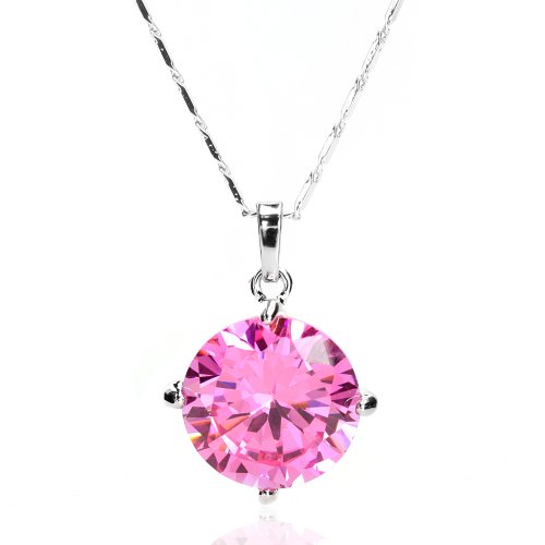 JewelrieShop Super Bling Bling Classic Design Cubic Zirconia Round Shape Pendant Necklace