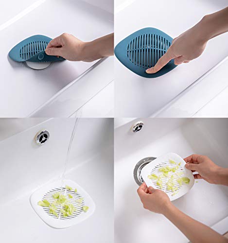 ZOCONE 4 Pack Silicone Hair Catcher Shower Drain Protector Hair Trap Drain Stopper Cover Filter for Bathroom Kitchen Bathtub