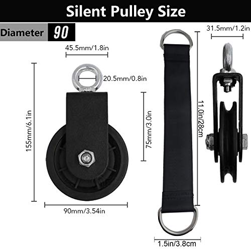 Cable Pulley 360 Degree Rotation Silent Stainless 3.54in 330 lbs Traction Wheel for LAT Pulley System DIY Attachment Home Gym Accessories Lifting Blocks Hoists Home Projects Clothesline Shop Lifts - Image 2
