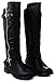 JJF Shoes Mango-21 Women's Winkle Back Shaft Side Zip Knee High Flat Riding Boots Black 10