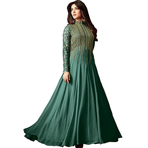 capri creation women's georgette unstitched salwar suit dress material(1301_green_free size)