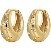 Free bird Chunky Gold Hoop Earrings 14K Gold Plated Trendy Sun Earrings Hypoallergenic Lightweight Earrings Chunky Jewelry for Daily Wear