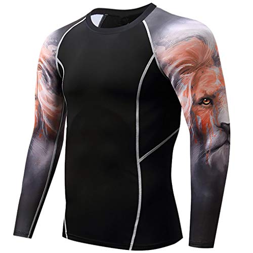 Men's Long Sleeve T-Shirt Baselayer Cool Dry Compression Top Slim Fit Athletic Bodybuilding Fitness Tees