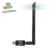 NEWTERK Wifi Adapter 1200M USB 3.0 High Speed Wifi Dongle with Antenna 802.11ac Wireless Network Card Dual Band Land Card for Desktop PC Laptop, Support Windows 10/8.1/8/7/XP/Vista,Mac Os